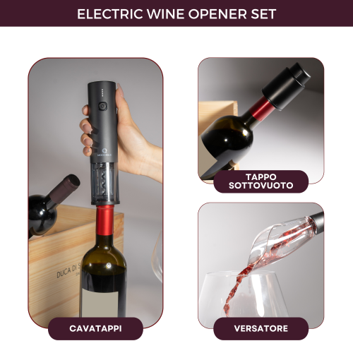 Cavatappi Elettrico per Vino Set Professionale con ricarica USB